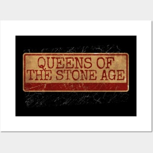 Aliska, text red gold retro Queens of the Stone Age red Posters and Art